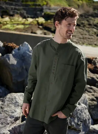 Andrew Cotton Linen Grandfather Shirt